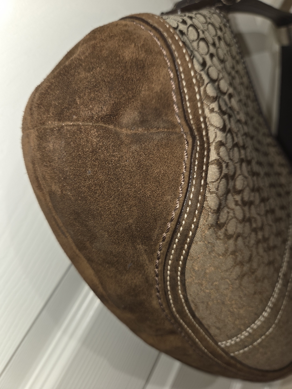 Coach Signature Jacquard Brown Shoulder Bag - Picture 5 of 9